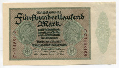 Germany - Weimar Republic 500000 Mark 1923 
P# 88a; AUNC