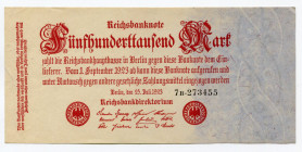 Germany - Weimar Republic 500000 Mark 1923 
P# 92; AUNC
