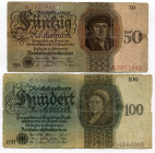 Germany - Weimar Republic 50 & 100 Reichsmark 1924 
P# 177; P# 178