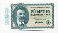 Germany - FRG 50 Billionen Mark 2019 Specimen
Serie A; Fantasy Banknote; Limited Edition; Made by Matej Gábriš; BUNC