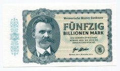 Germany - FRG 50 Billionen Mark 2019 Specimen
Serie B: Fantasy Banknote; Limited Edition; Made by Matej Gábriš; BUNC