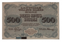 Latvia 500 Roubles 1920 Trial Color
P# 8x; Unique; AUNC
