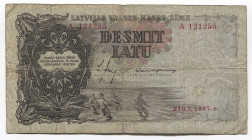 Latvia 10 Latu 1937 Latvian Government State Treasury Note
P# 29a; # A 121255; F-VF