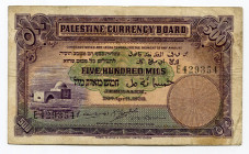 Palestine 500 Mils 1939 
P# 6c; VF