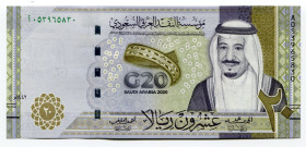 Saudi Arabia 20 Riyals 2020 
P# 44a; UNC