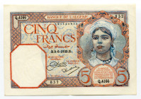 Algeria 5 Francs 1933 
P# 77a; XF+