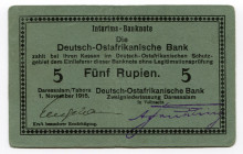 German East Africa 5 Rupien 1915 
P# 34c; XF-