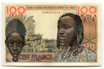 Ivory Coast 100 Francs 1964 
P# 101Ad; XF+
