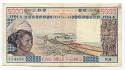 Ivory Coast 5000 Francs 1984 
P# 108Am; VF