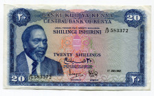 Kenya 20 Shillings 1967 
P# 3b