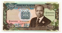 Kenya 200 Shillings 1986 
P# 23Aa; UNC