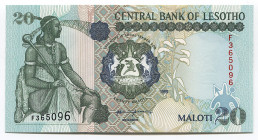 Lesotho 20 Maloti 1999 
P# 16b; № F365096; UNC