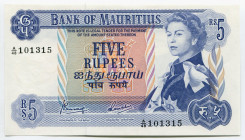 Mauritius 5 Rupees 1967 
P# 30c; № A/48 101315; UNC