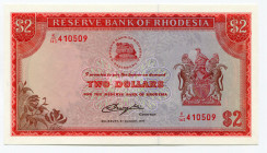 Rhodesia 2 Dollars 1977 
P# 35b; UNC