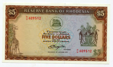 Rhodesia 5 Dollars 1978 
P# 36b; AUNC