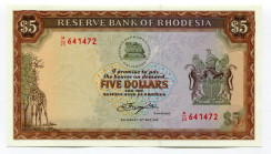 Rhodesia 5 Dollars 1979 
P# 40; UNC