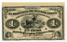 Argentina 1 Peso 1869 
P# S481b; XF