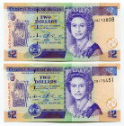 Belize 2 x 2 Dollars 1999 
P# 60a; UNC