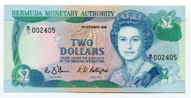 Bermuda 2 Dollars 1988 
P# 34a; UNC