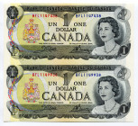 Canada 2 x 1 Dollar 1973 Uncutted sheet of notes
P# 85a; UNC