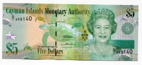Cayman Islands 5 Dollars 2010 
P# 39; UNC