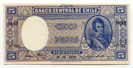 Chile 5 Pesos 1944 
P# 102; XF