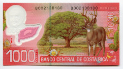 Costa Rica 1000 Colones 2009 
P# 274a; № B 002130180; UNC; Polymer