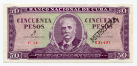Cuba 50 Pesos 1961 Specimen
P# 98s; XF+, Crispy