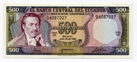 Ecuador 500 Sucres 1982 
P# 119b; AUNC