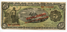 Mexico 5 Pesos 1914 
P# S702b; With overprint
