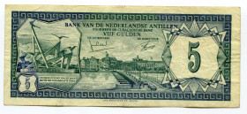 Netherlands Antilles 5 Gulden 1972 
P# 8b