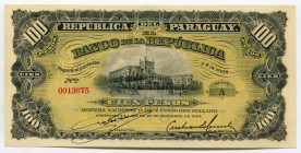 Paraguay 100 Pesos 1907 
P# 159; № 0013675; Serie A; UNC