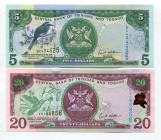 Trinidad & Tobago 5 - 20 Dollars 2006 
P# 42b; 44b; UNC