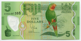 Fiji 5 Dollars 2013 
P# 115r; № ZZA 0181388; Replacement; UNC; Polymer