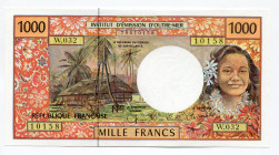 French Pacific Territories 1000 Francs 1992 (ND)
P# 2h; UNC