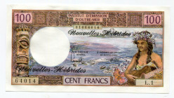 New Hebrides 100 Francs 1977 (ND)
P# 18d; UNC