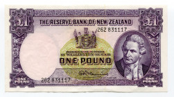 New Zealand 1 Pound 1967 (ND)
P# 159d; VF+/XF-