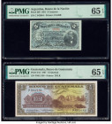 Argentina Banco de la Nacion Argentina 5 Centavos 1.11.1891 Pick 209 PMG Gem Uncirculated 65 EPQ; Guatemala Banco de Guatemala 1/2 Quetzal 13.1.1967 P...
