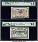 Argentina Banco 1; 2 Pesos Plata Boliviana 2.1.1868 Pick S1746p1; S1747p1 Two Proofs PMG Choice Uncirculated 64 EPQ (2). Pick S1746p1 has three POCs a...