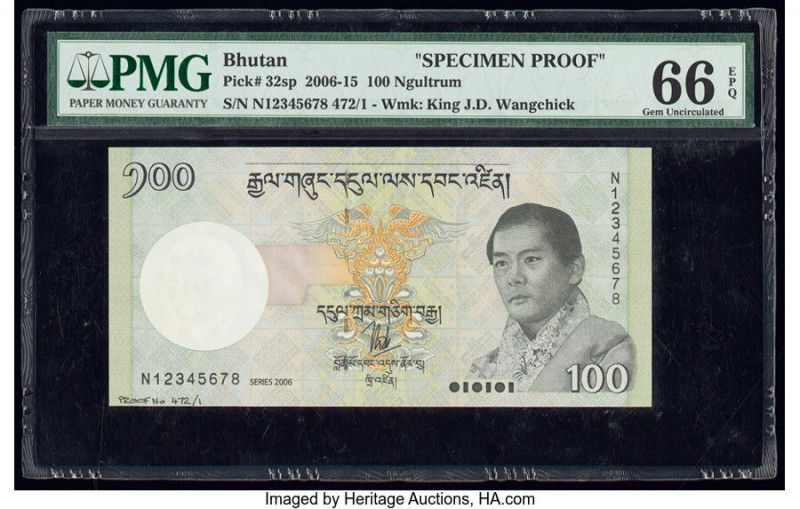 Bhutan Royal Monetary Authority 100 Ngultrum 2006-15 Pick 32sp Specimen Proof PM...