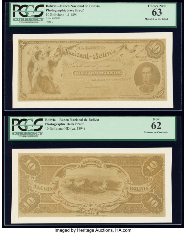 Bolivia Banco Nacional de Bolivia 10 (2); 20 (2) 1.1.1894 Pick UNL Four Photogra...