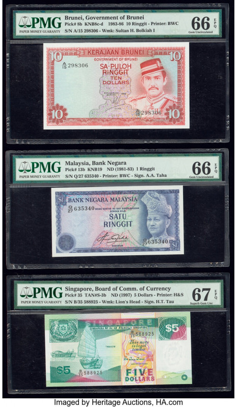 Brunei Government of Brunei 10 Ringgit 1983-86 Pick 8b KNB8 PMG Gem Uncirculated...