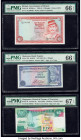 Brunei Government of Brunei 10 Ringgit 1983-86 Pick 8b KNB8 PMG Gem Uncirculated 66 EPQ; Malaysia Bank Negara 1 Ringgit ND (1981-83) Pick 13b KNB19a-c...