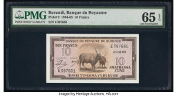 Burundi Banque du Royaume du Burundi 10 Francs 25.2.1965 Pick 9 PMG Gem Uncirculated 65 EPQ. 

HID09801242017

© 2020 Heritage Auctions | All Rights R...