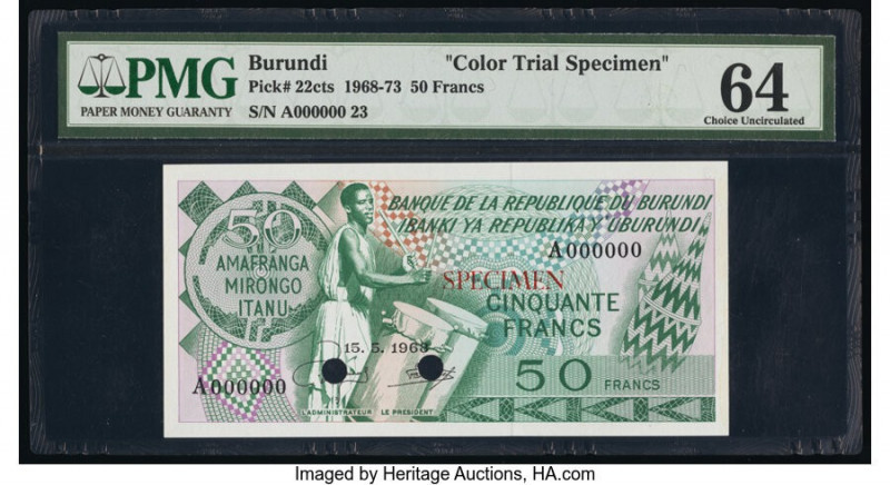 Burundi Banque de la Republique du Burundi 50 Francs 15.5.1968 Pick 22cts Color ...