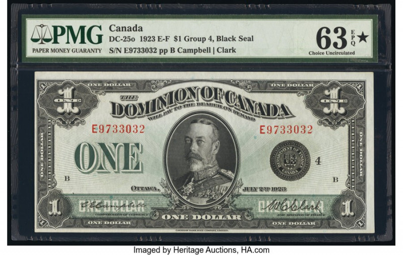 Canada Dominion of Canada $1 2.7.1923 DC-25o PMG Choice Uncirculated 63 EPQ S. 
...