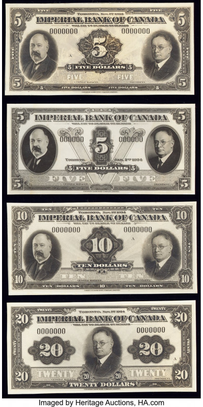 Canada Imperial Bank of Canada Group of 4 Photographic Proofs Crisp Uncirculated...