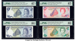 Cayman Islands Currency Board 1 (2); 10; 5 Dollars 1971 (ND 1972); 1974 (ND 1981); 1991; 1998 Pick 1b; 5a; 13; 22a Four Examples PMG Superb Gem Unc 67...