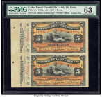 Cuba Banco Espanol De La Isla De Cuba 5 Pesos 15.2.1897 Pick 48c Uncut Sheet of Two Notes PMG Choice Uncirculated 63. Minor toning is noted.

HID09801...