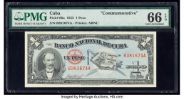 Cuba Banco Nacional de Cuba 1 Peso 1953 Pick 86a PMG Gem Uncirculated 66 EPQ. 

HID09801242017

© 2020 Heritage Auctions | All Rights Reserved